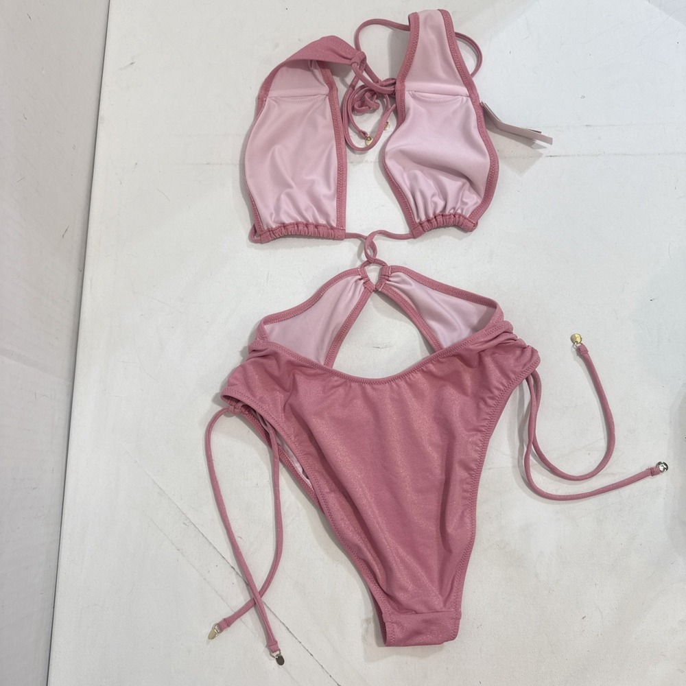 Victoria's Secret Swim Halter One-Piece Swimsuit Shine Sexy Pink Size Small - Picture 9 of 9